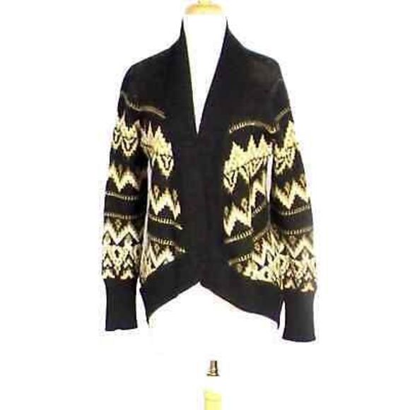 Coldwater‎ Creek LS Open Front Cardigan Sweater Black Brown Tan Cream XS 4-6 - Picture 1 of 5